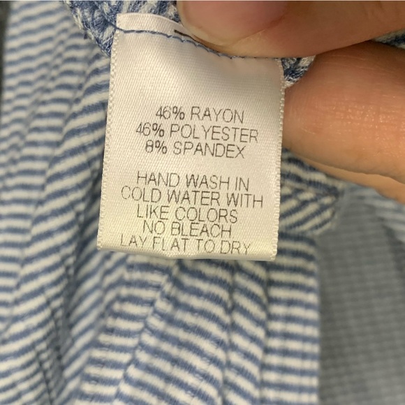 Harlowe & Graham Blue & White Stripe Women's Spaghetti Strap Bodysuit Large #929 - Picture 7 of 10